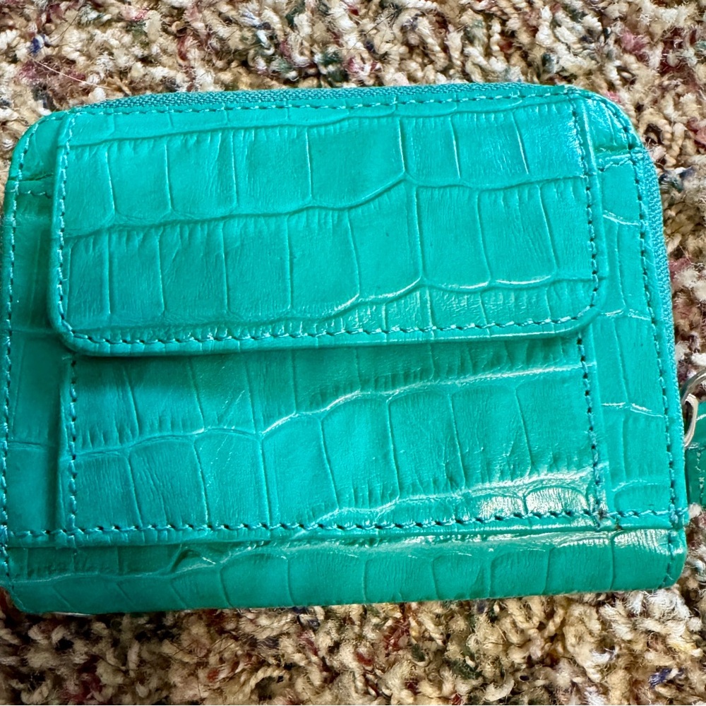 Winn International mini-wallet(s) Teal Crocodile-Embossed